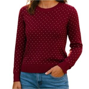 Ricki’s Pattetn Knitted Crew Neck Sweater Cranberry Red White Long Sleeve M